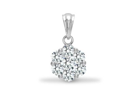 18ct White 0.75ct Diamond 7 Stone Cluster Pendant on Sale