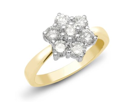 18ct 7 stone Diamond Cluster Ring Online now