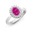 9ct White Gold Diamond And Pink Sapphire Ring Online