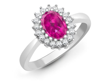 9ct White Gold Diamond And Pink Sapphire Ring Online