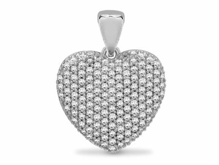 9ct White 0.50ct Pave Set Diamond Heart Online