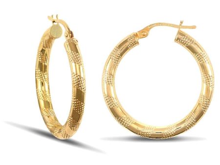 9ct Yellow Gold Zebra Hoop Earrings Hot on Sale