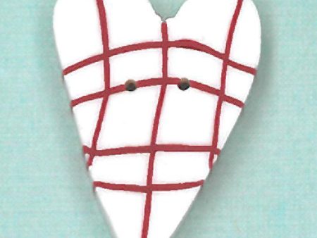 white plaid heart - red & white For Sale