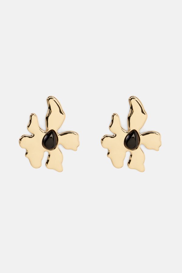 Golden Tropic Check Flower Earring Online Hot Sale