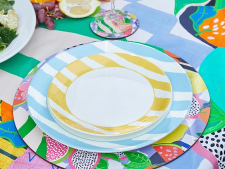 Stripe Yellow Plate Sml Discount