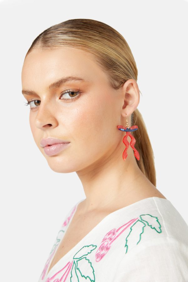 Red Ribbon Earrings For Cheap