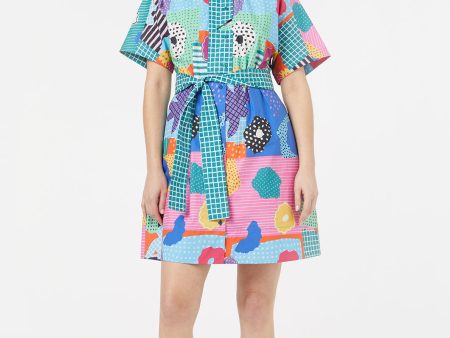 Paper Patch Shirt Dress For Cheap